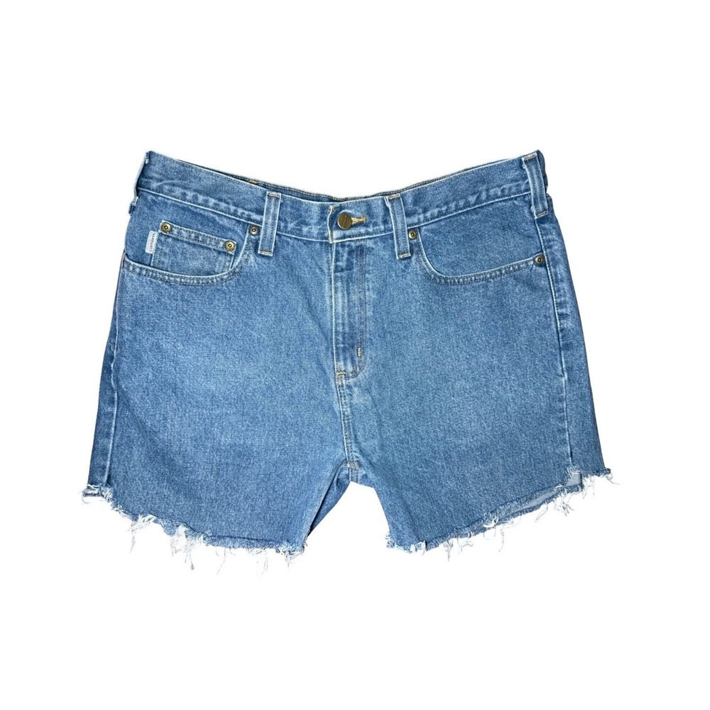 Carhartt Relaxed Fit Distressed Shorts Raw Hem Men Size 36 Denim Blue